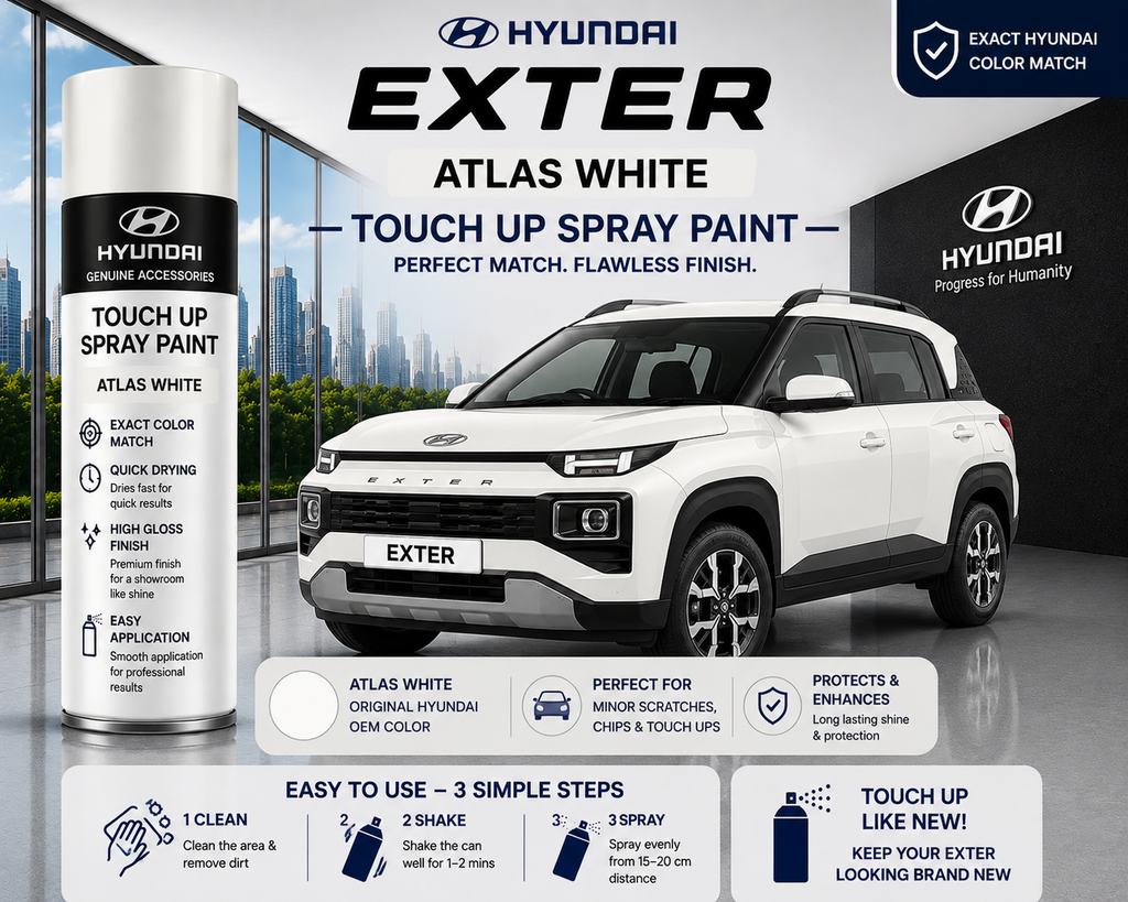 Hyundai Exter Atlas White Touch Up Spray Paint | OEM Automotive Aerosol Paint for Scratch Repair