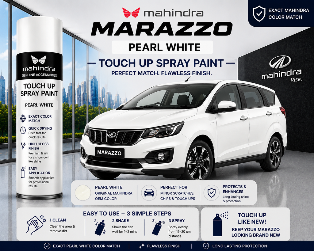Mahindra Marazzo Pearl White Touch Up Spray Paint | OEM Automotive Aerosol Paint for Scratch Repair