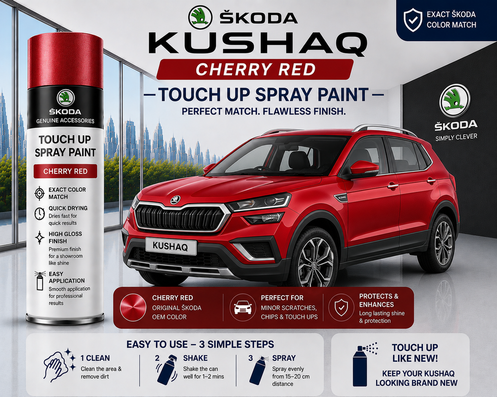 Skoda Kushaq Cherry Red Touch Up Spray Paint | OEM Automotive Aerosol Paint for Scratch Repair