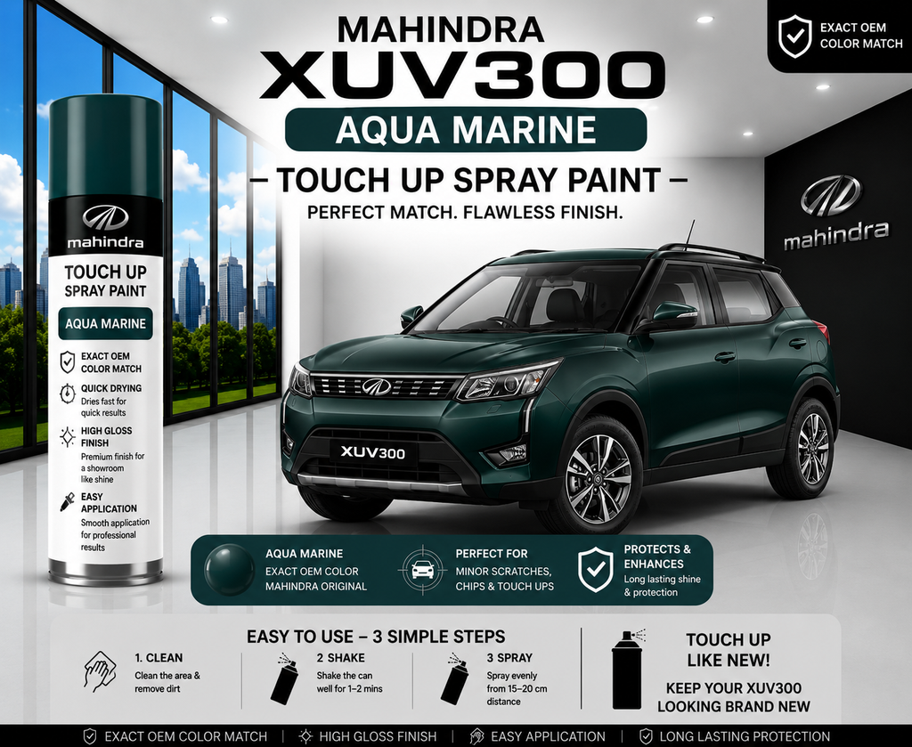 Mahindra XUV300 Aqua Marine Touch Up Spray Paint – OEM Color Match | LIHA Aerosols 500ml