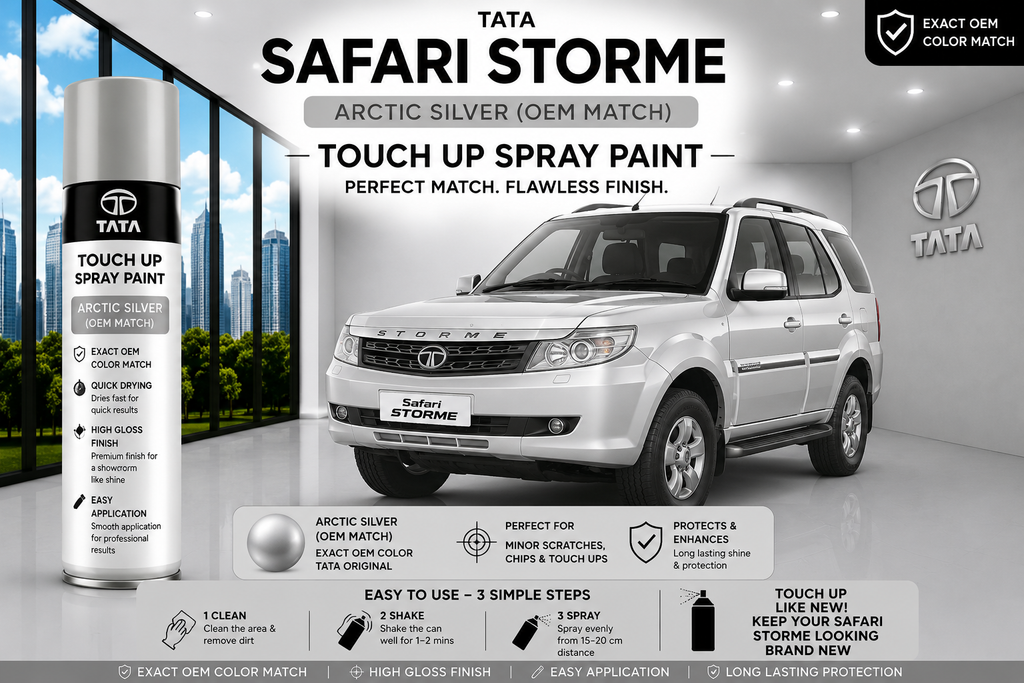 Tata Safari Storme Arctic Silver Touch Up Spray Paint – OEM Color Match | LIHA Aerosols 500ml