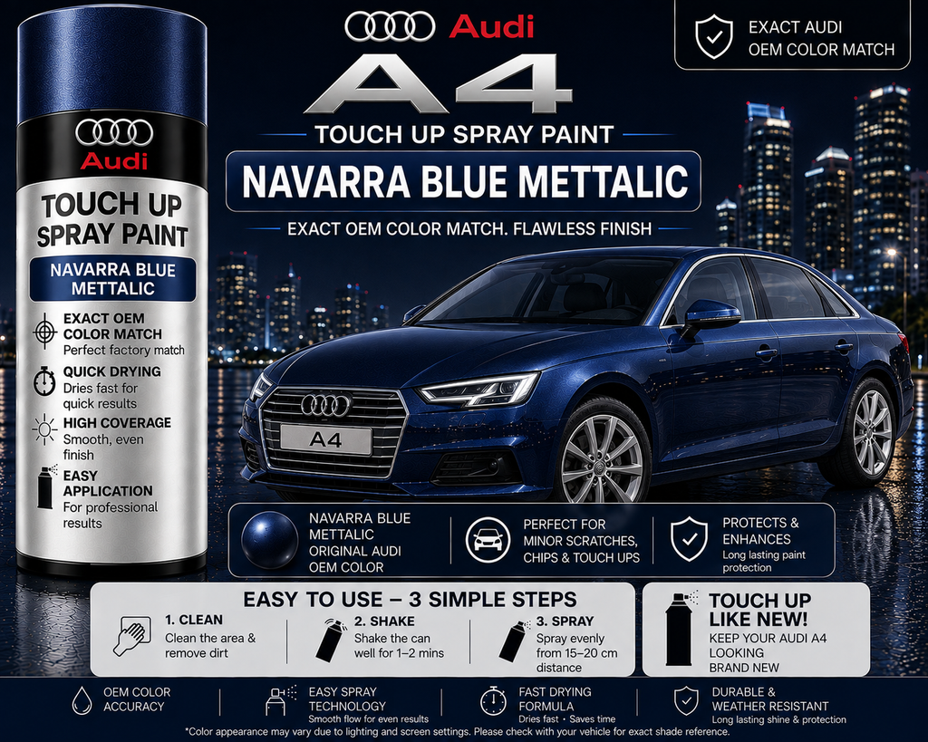 Audi A4 Navarra Blue Metallic Touch Up Spray Paint – OEM Color Match | LIHA Aerosols 500ml