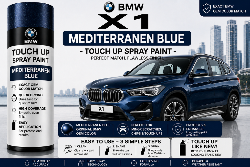BMW X1 Mediterranen Blue Touch Up Spray Paint – OEM Color Match | LIHA Aerosols 500ml
