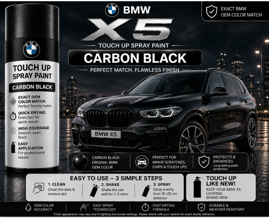 BMW X5 Carbon Black Touch Up Spray Paint – OEM Color Match | LIHA Aerosols 500ml