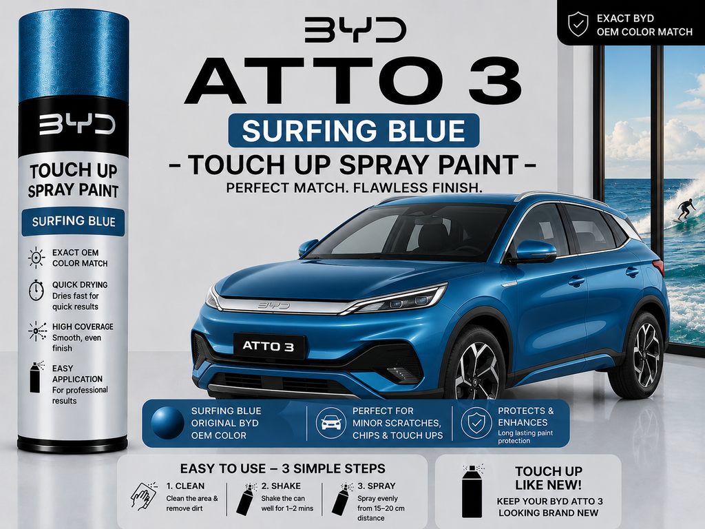 BYD Atto 3 Surfing Blue Touch Up Spray Paint – OEM Color Match | LIHA Aerosols 500ml