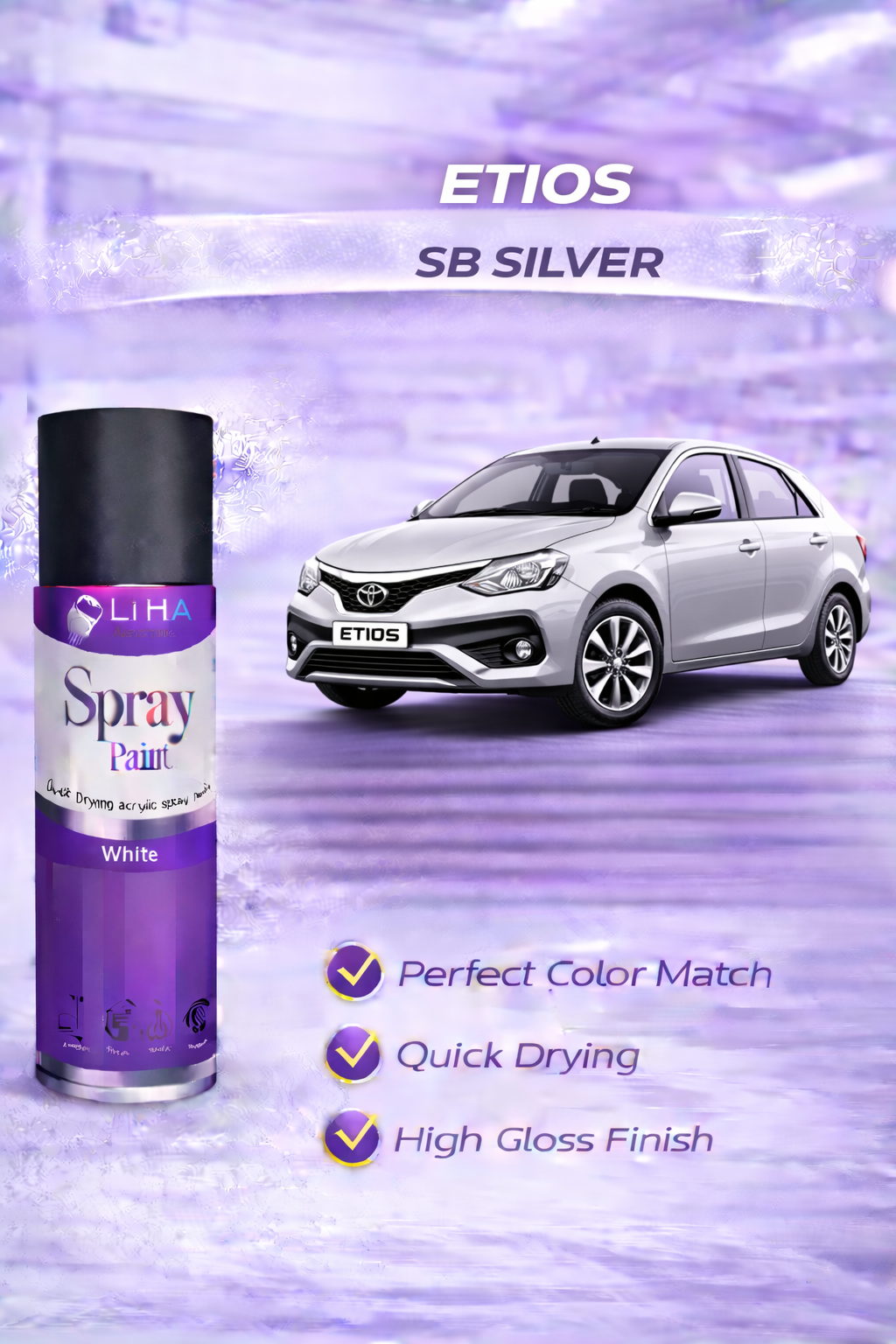 SB Silver (Toyota Etios Color Match) | High Gloss Quick Dry Finish