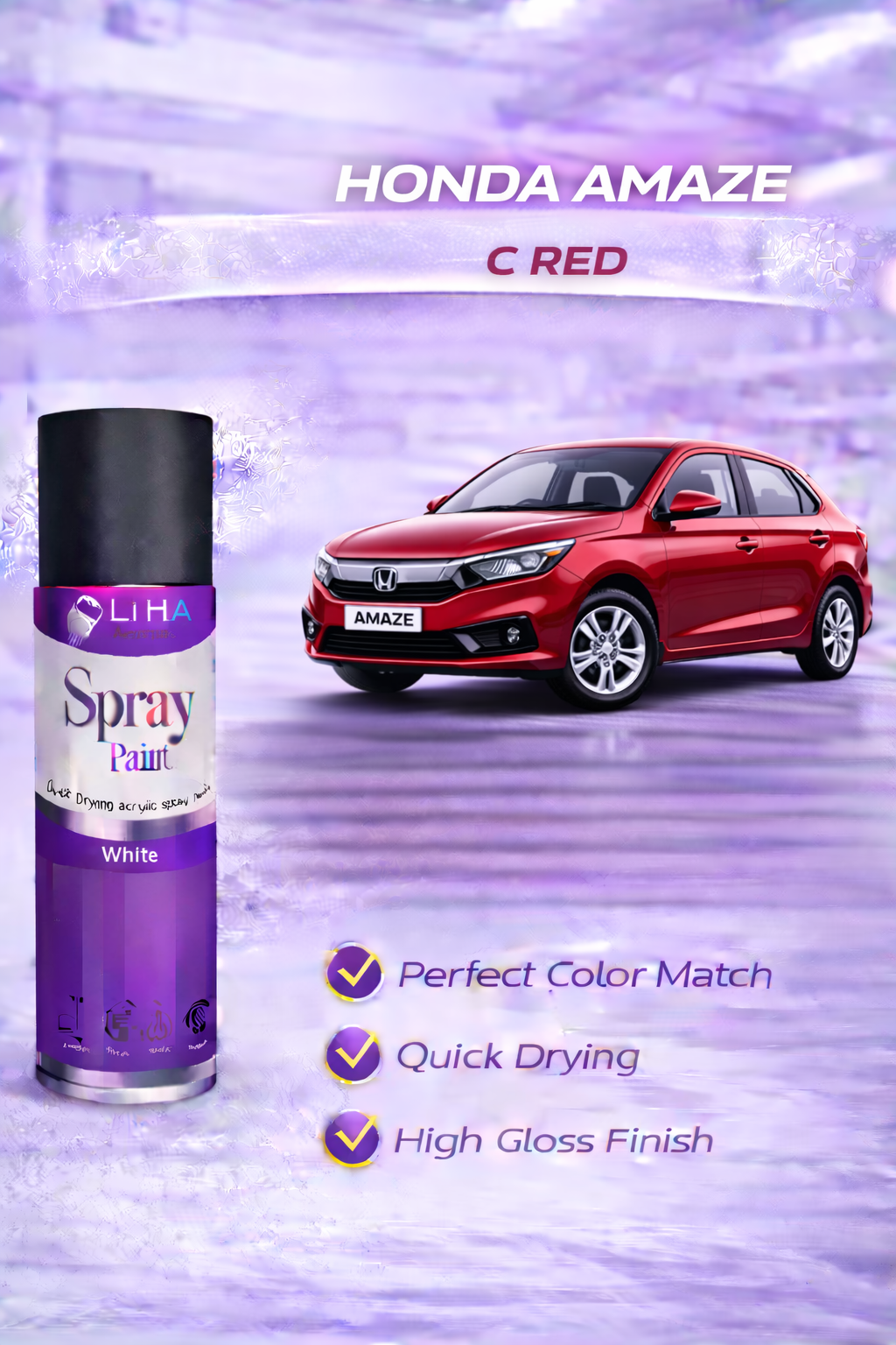 C Red (Honda Amaze Color Match) | High Gloss Quick Dry Finish