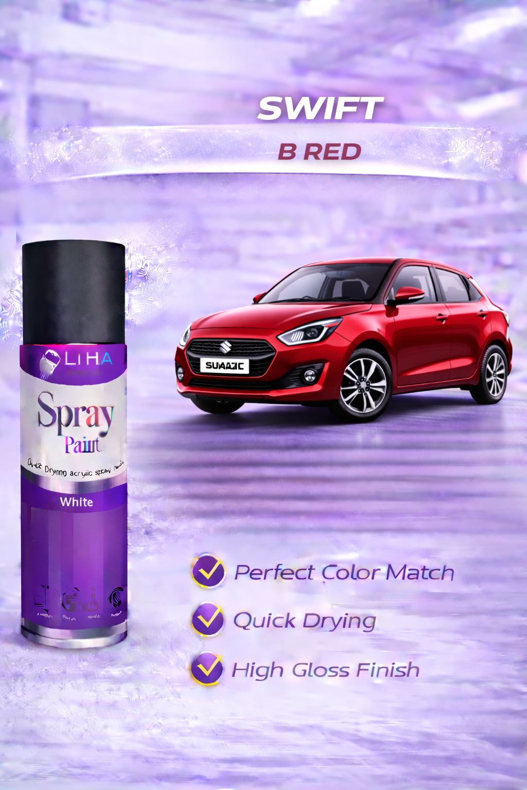 B Red (Maruti Swift Color Match) | High Gloss Quick Dry Finish