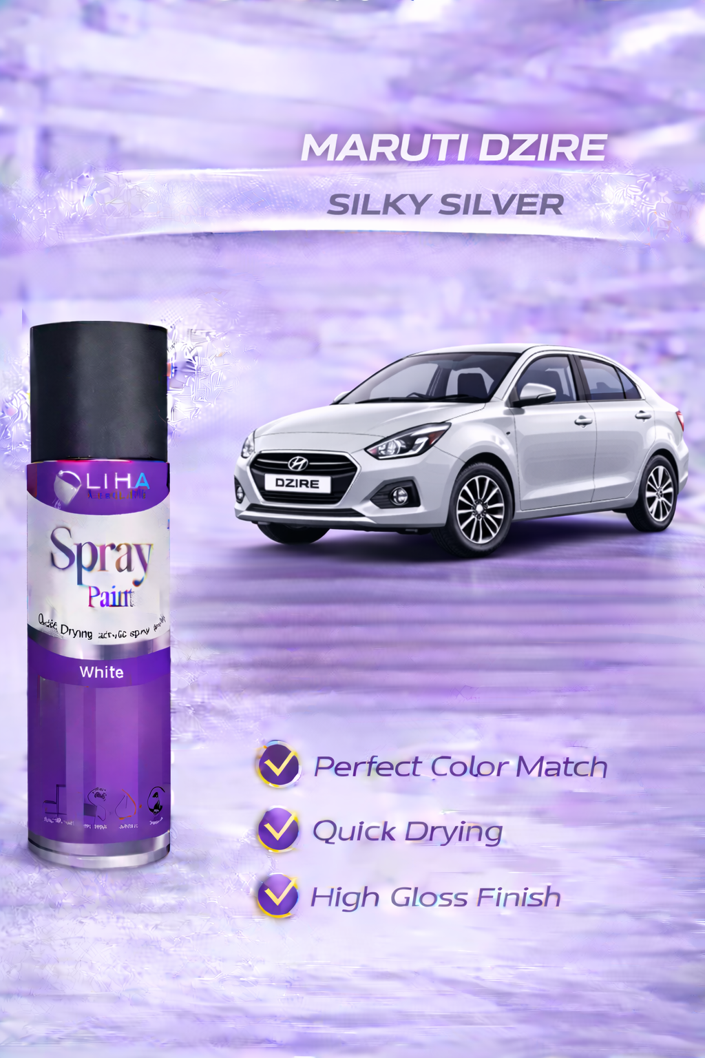 Maruti Dzire Silky Silver | OEM Color Match | High Gloss Finish