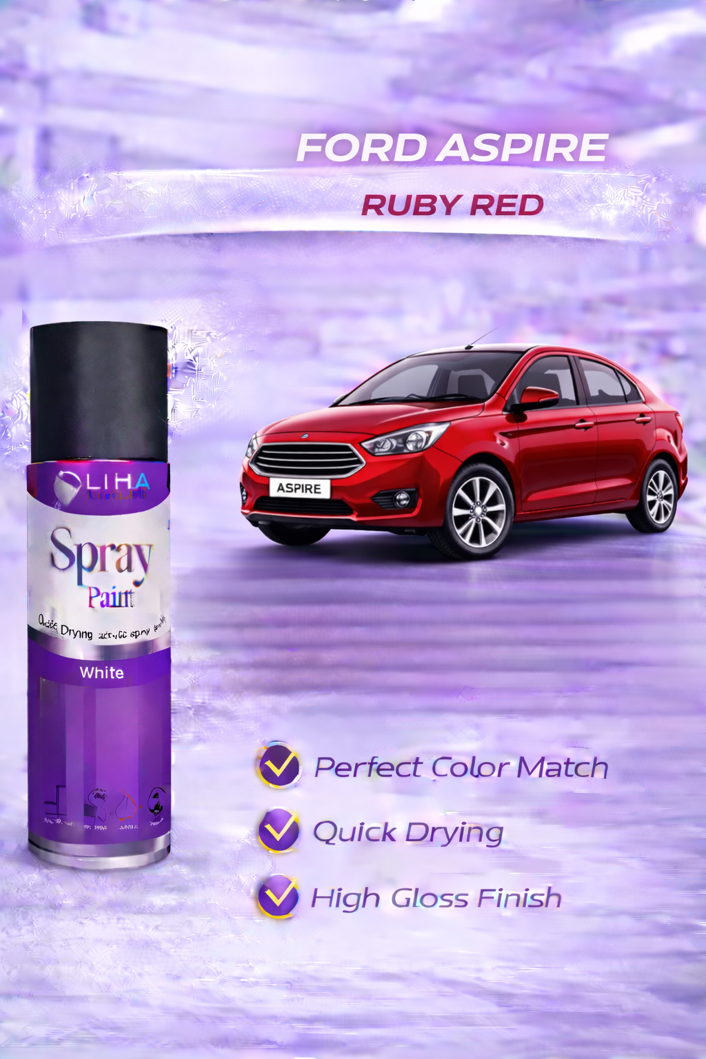 Ford Aspire Ruby Red | OEM Color Match | High Gloss Finish