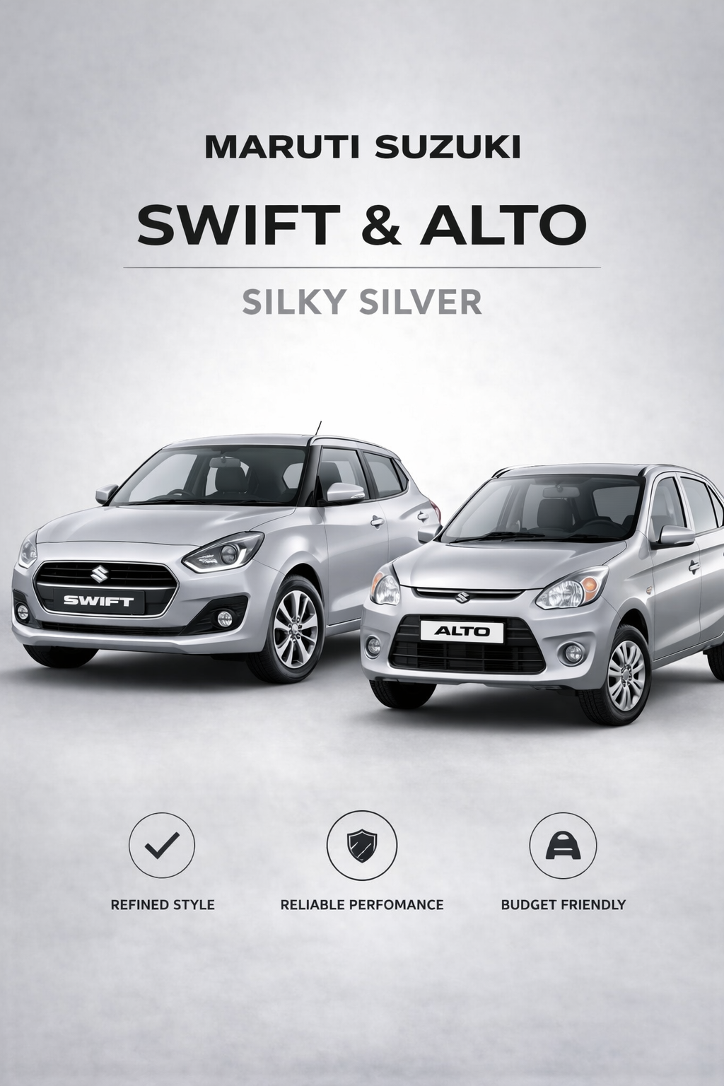 Maruti Suzuki Swift & Alto Silky Silver | OEM Color Match | High Gloss Finish