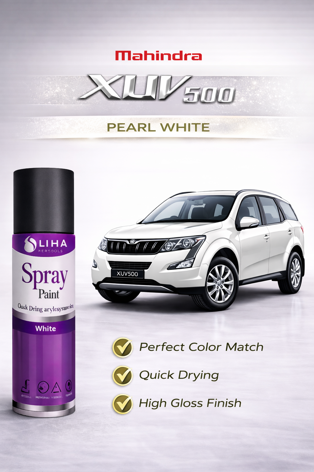 Mahindra XUV500 Pearl White | OEM Color Match | High Gloss Finish