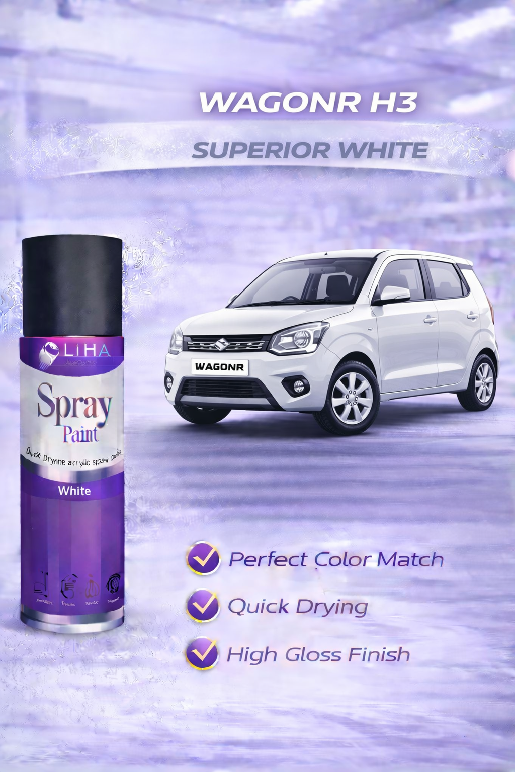 Superior White (Maruti WagonR H3 Color Match) | Quick Dry High Gloss Finish