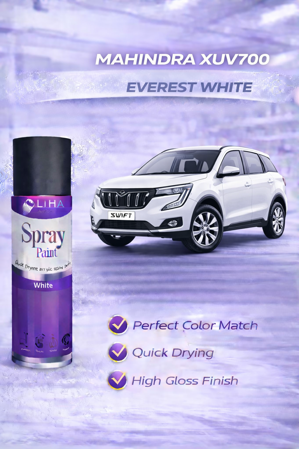 Everest White (Mahindra XUV700 Color Match) | Quick Dry High Gloss Finish