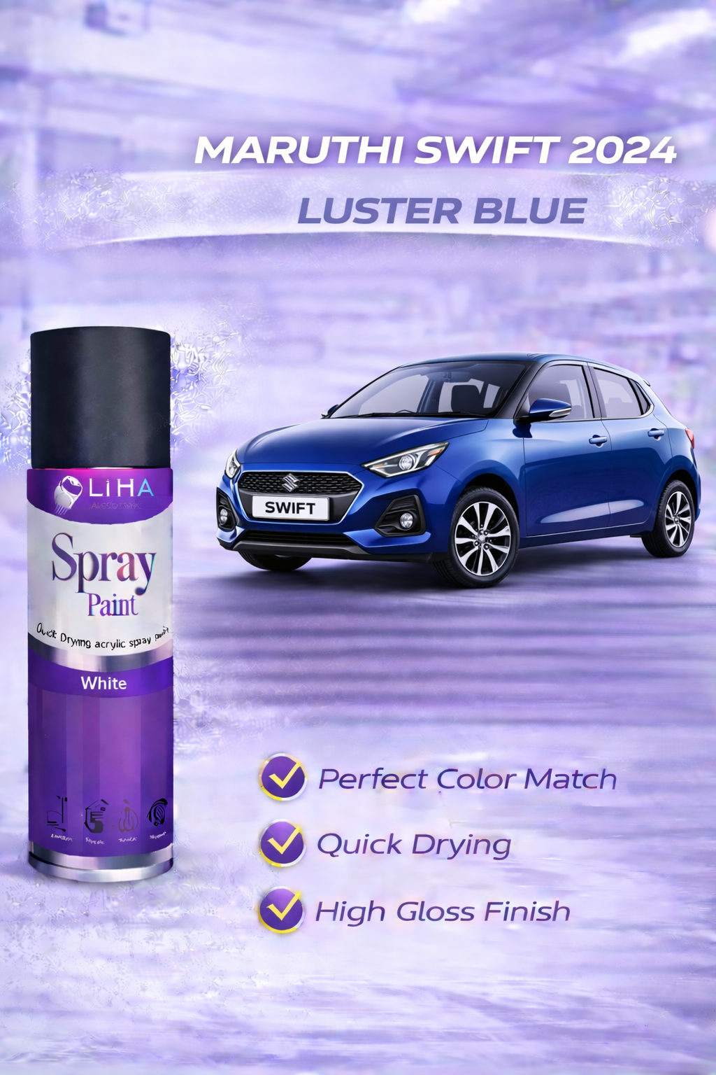 Luster Blue (Maruti Swift 2024 Color Match) | High Gloss Quick Dry Finish