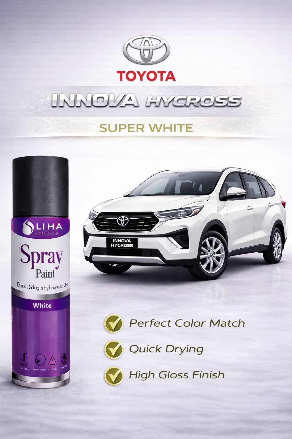 Toyota Innova Hycross Super White | Perfect Color Match | Quick Dry | High Gloss