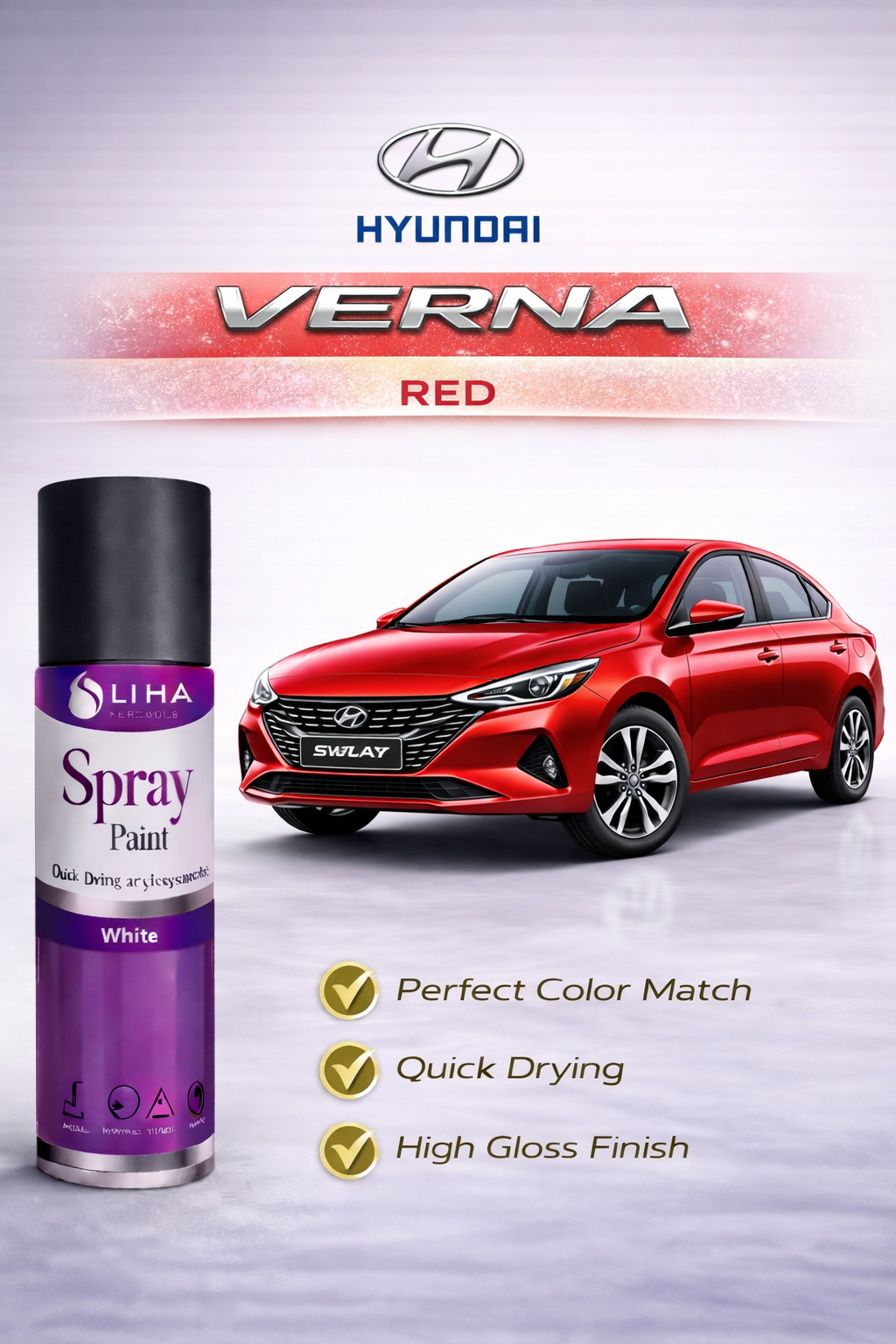 Hyundai Verna Red | Perfect Color Match | High Gloss Finish | Quick Dry