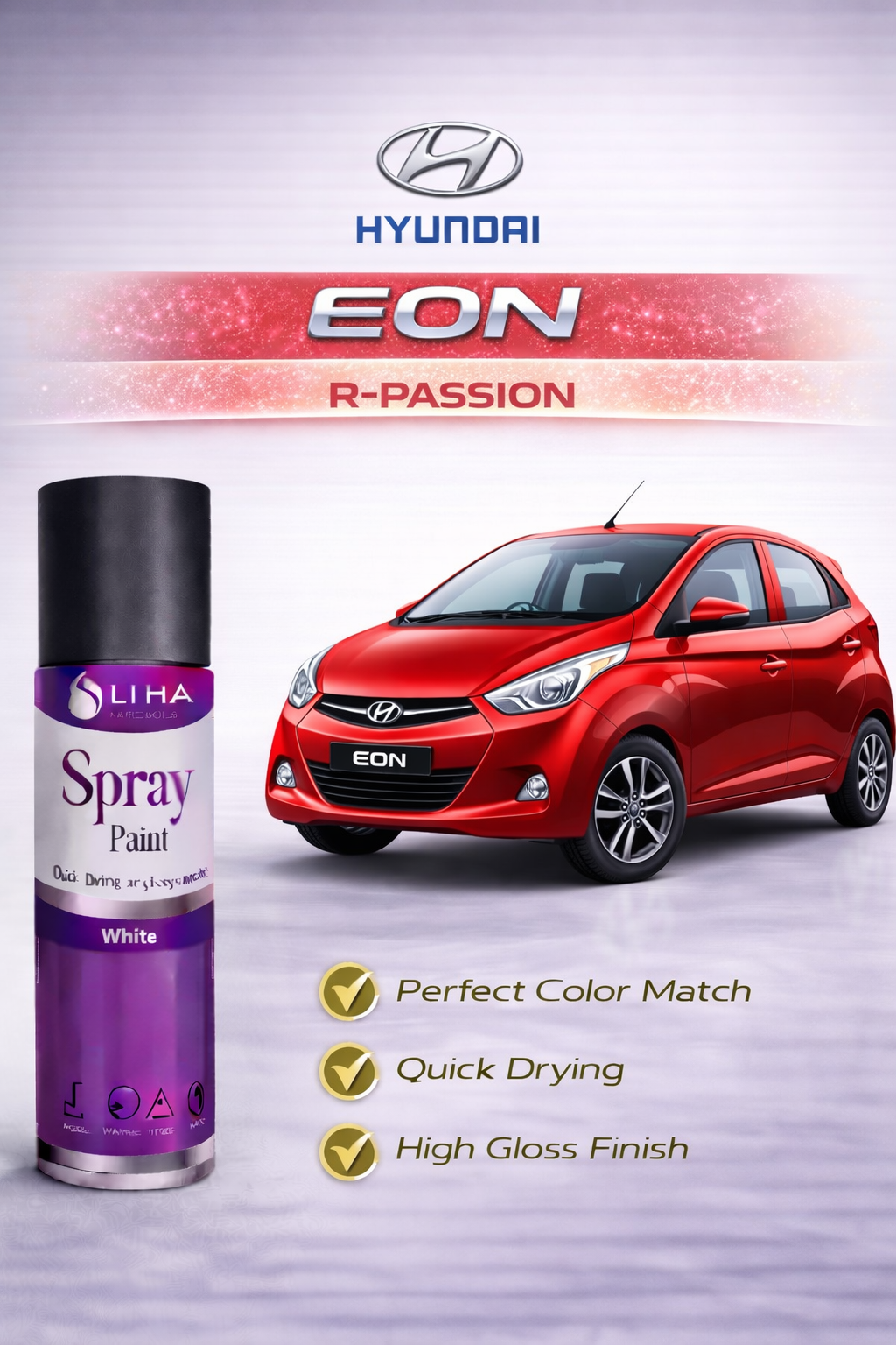 Hyundai Eon R-Passion Red | OEM Color Match | High Gloss | Quick Dry