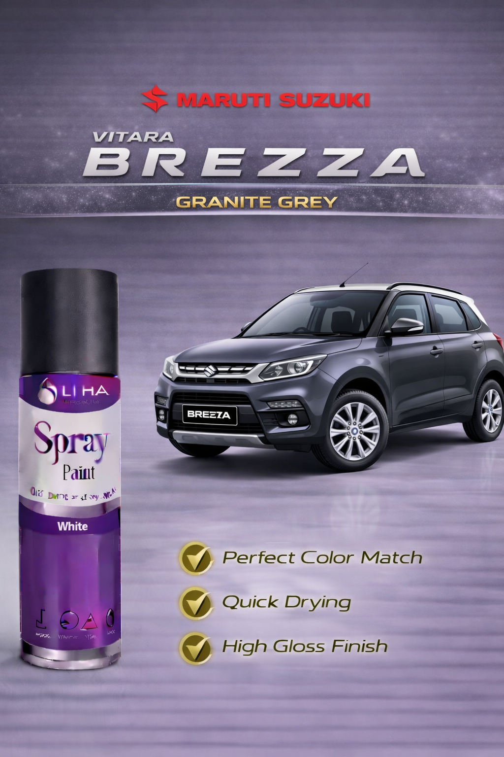 Maruti Suzuki Vitara Brezza Granite Grey | OEM Color Match | High Gloss | Quick Dry