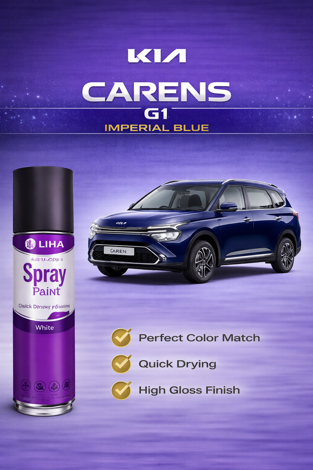 Kia Carens Imperial Blue (G1) | OEM Color Match | High Gloss | Quick Dry