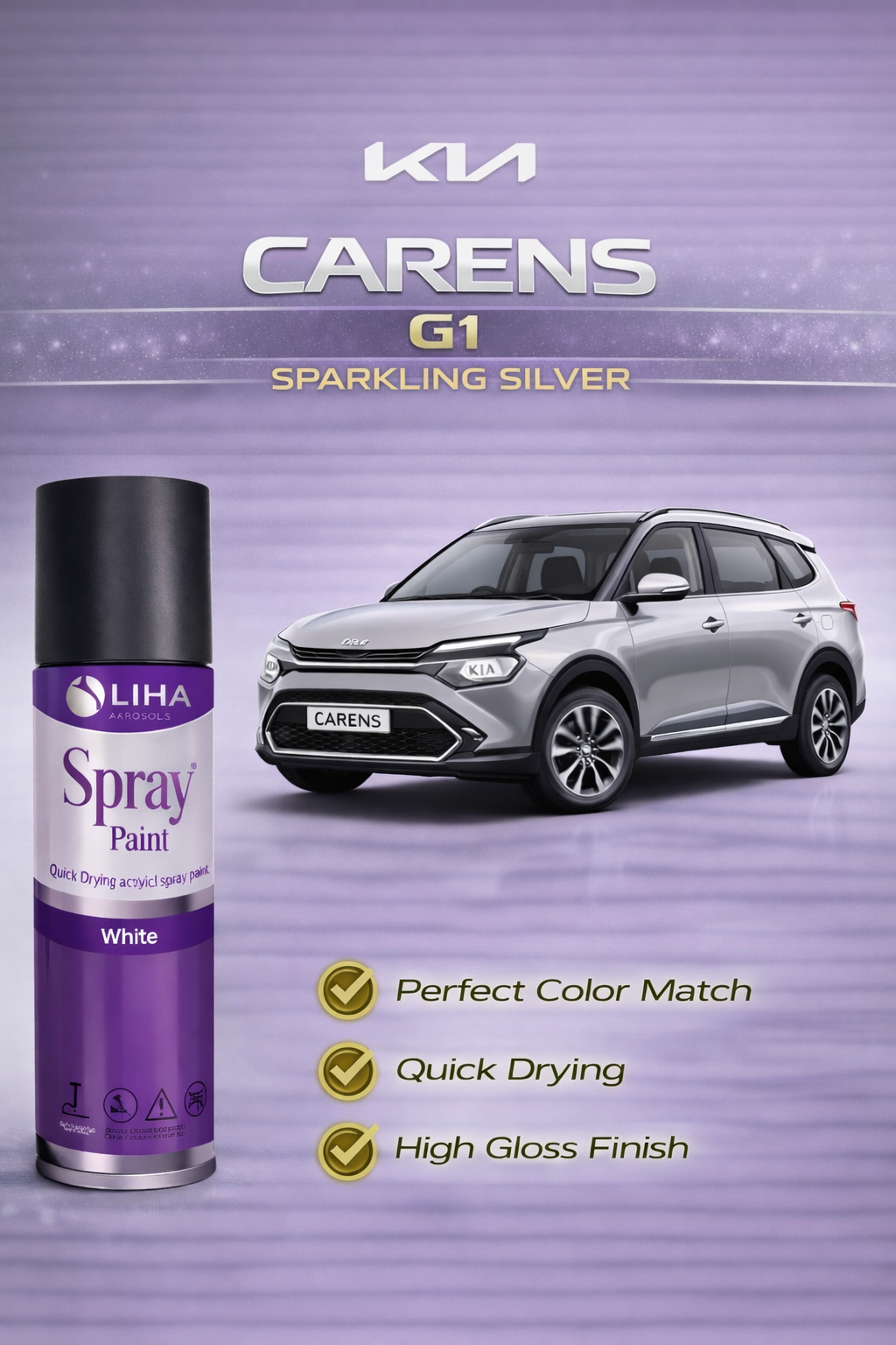Kia Carens Sparkling Silver (G1) | OEM Color Match | High Gloss | Quick Dry