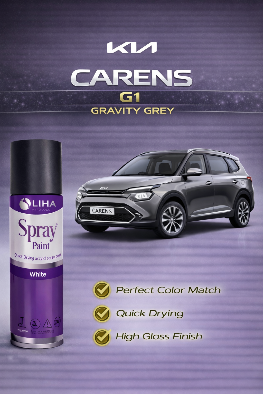 Kia Carens Gravity Grey (G1) | OEM Color Match | High Gloss | Quick Dry