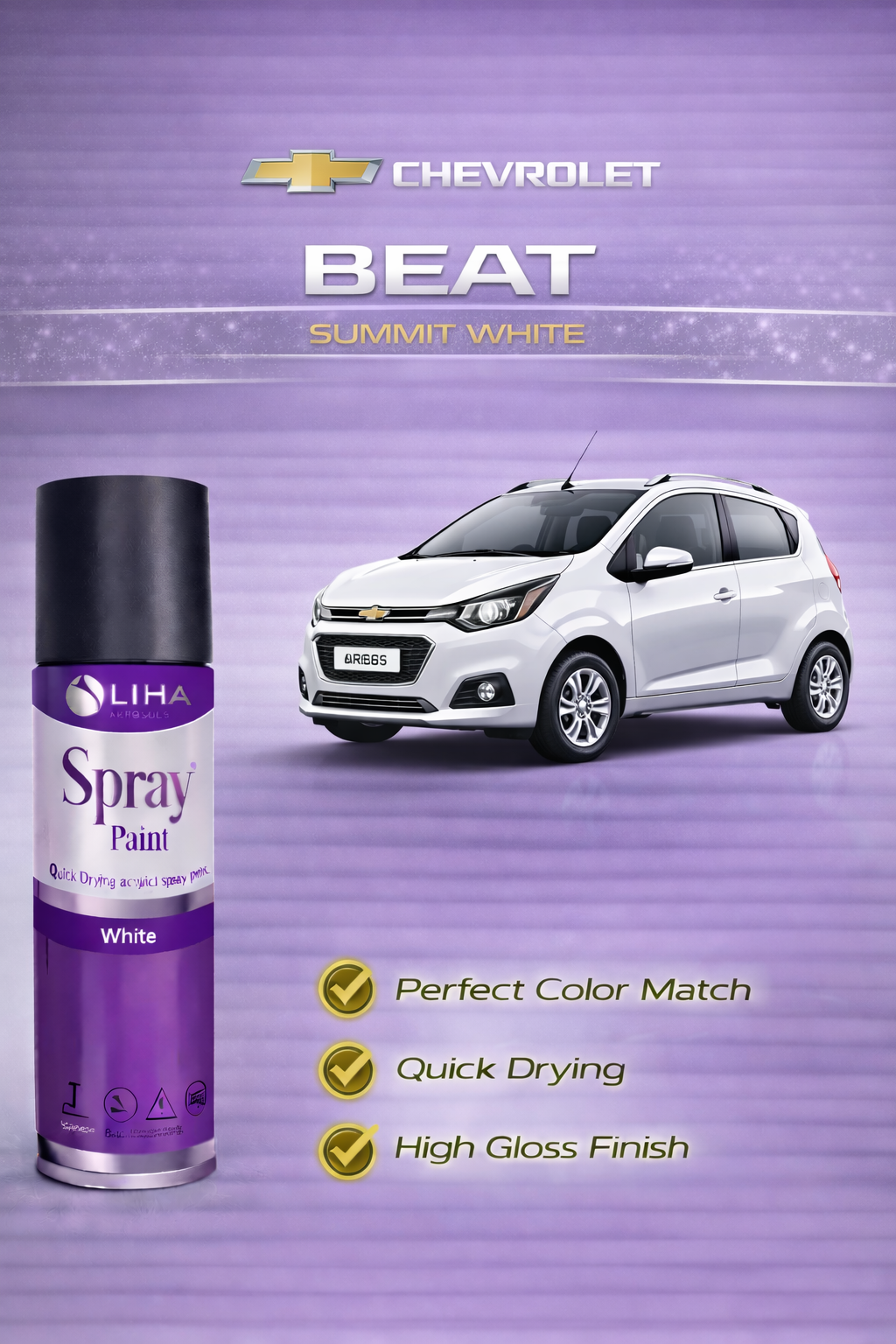 Chevrolet Beat Summit White | OEM Color Match | High Gloss | Quick Dry