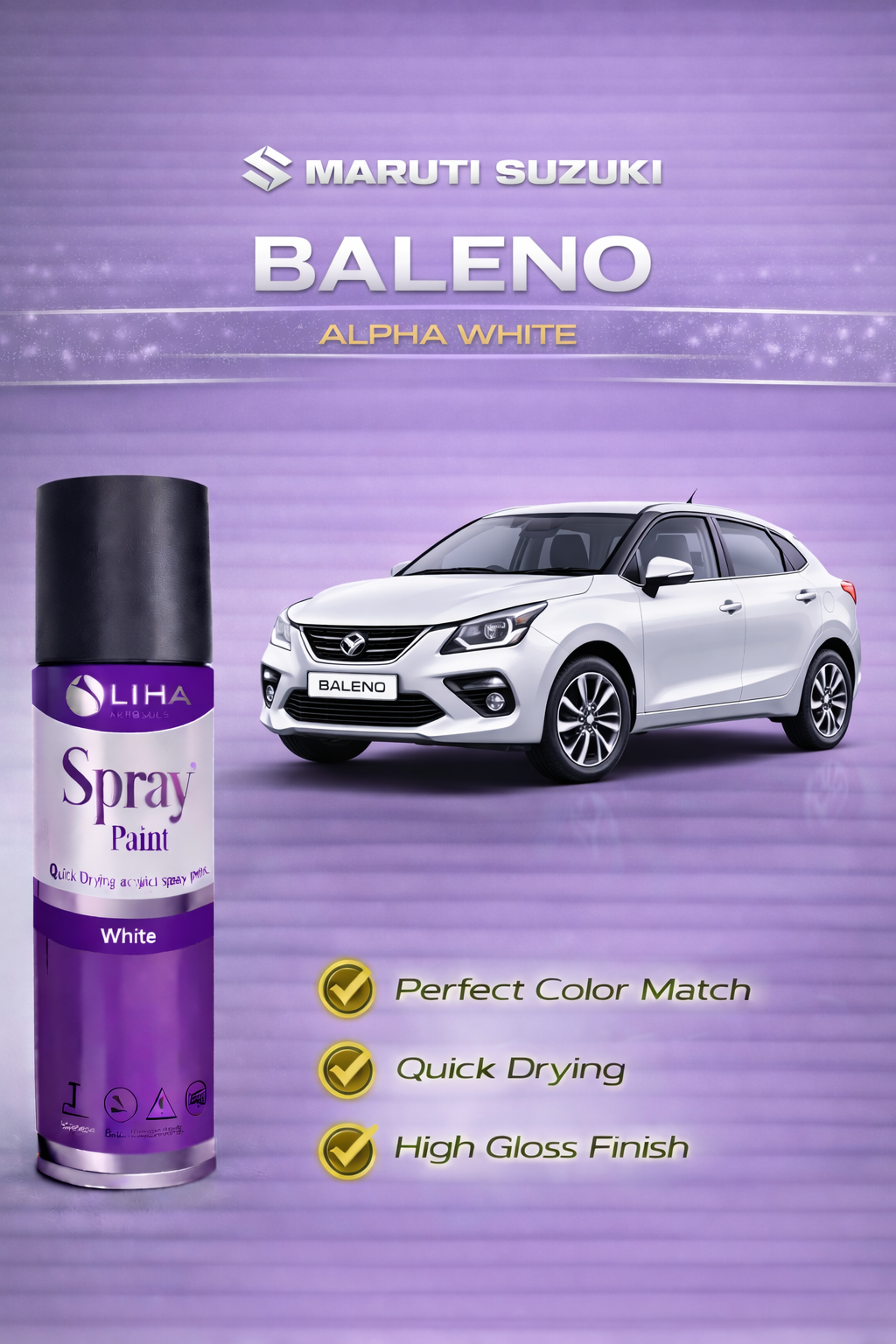 Maruti Suzuki Baleno Alpha White | OEM Color Match | High Gloss | Quick Dry