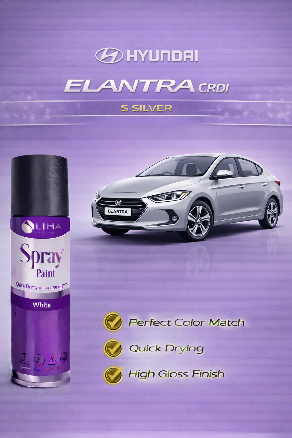Hyundai Elantra CRDi S Silver | OEM Color Match | High Gloss Finish | Quick Dry