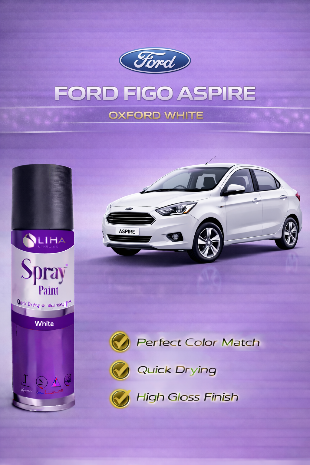 Ford Figo Aspire Oxford White | OEM Color Match | Base Coat | High Gloss Finish