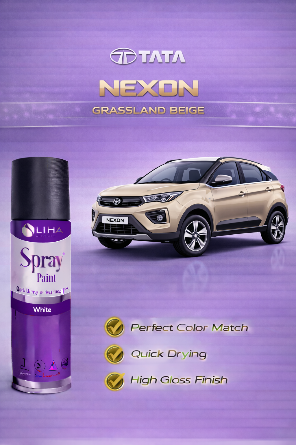 Tata Nexon Grassland Beige | OEM Color Match | High Gloss Finish | Quick Dry