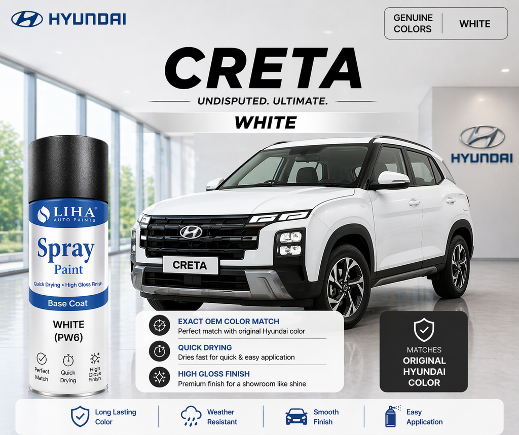 Hyundai Creta White | OEM Color Match | Base Coat | High Gloss Finish
