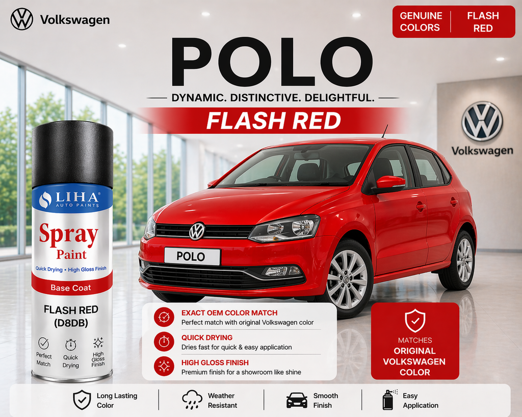 VW Polo Flash Red | OEM Color Match | Base Coat | High Gloss Finish | Quick Dry
