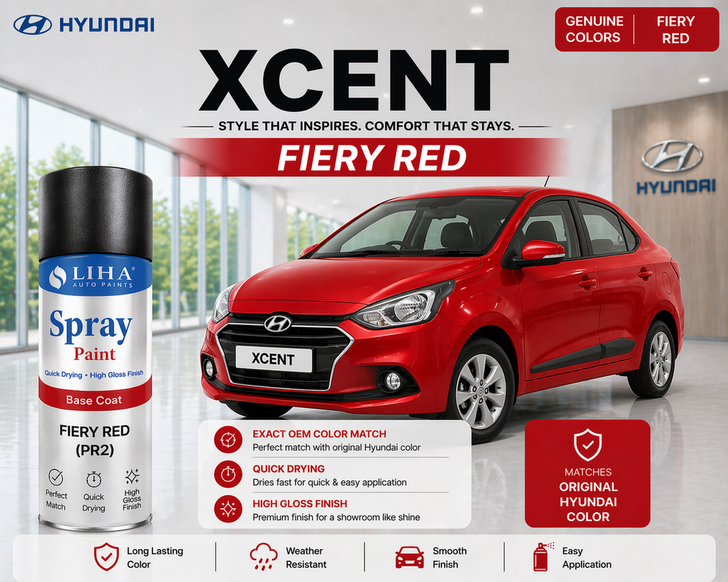 Hyundai Xcent Fiery Red | OEM Color Match | Base Coat | High Gloss Finish | Quick Dry
