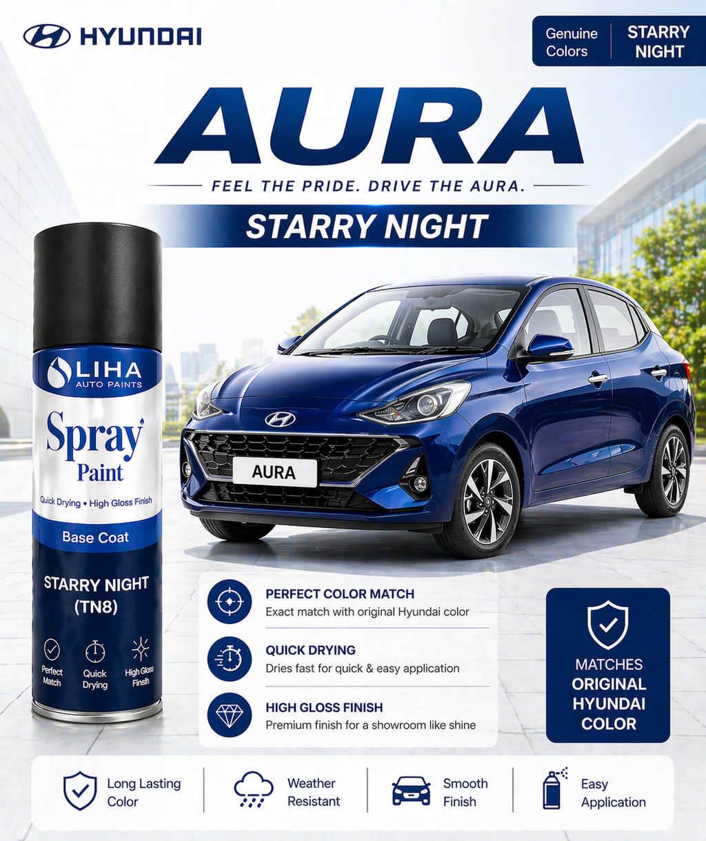 Hyundai Aura Starry Night | OEM Color Match | Base Coat | High Gloss Finish