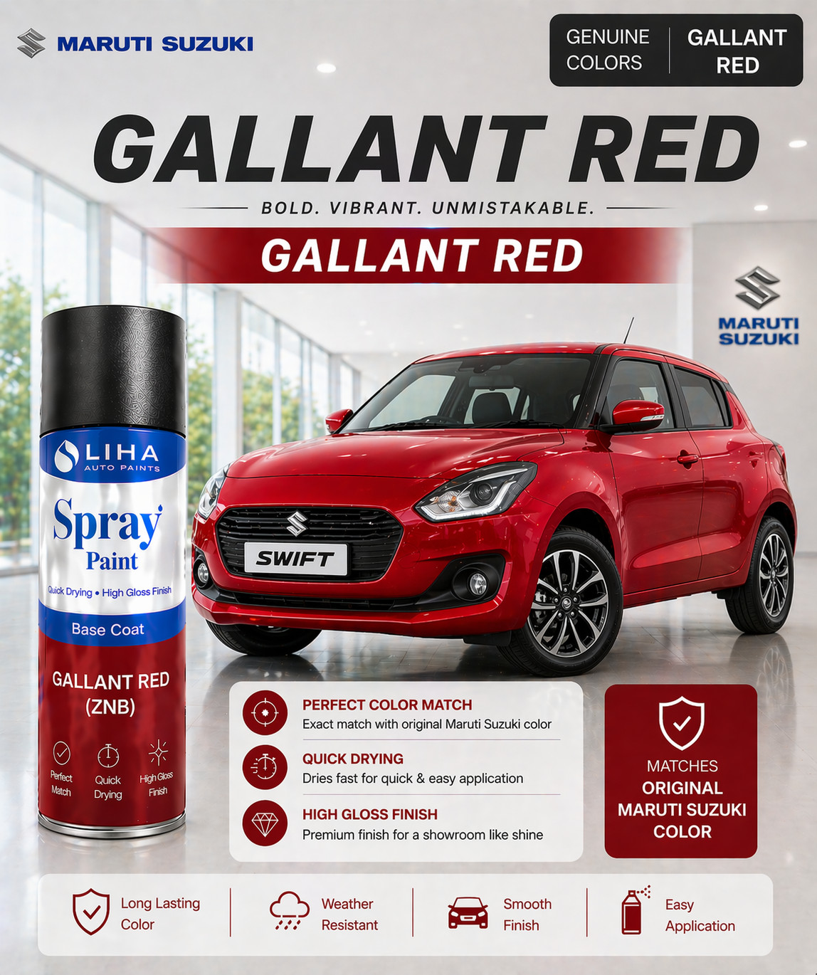 Maruti Suzuki Gallant Red | OEM Color Match | Base Coat | High Gloss Finish