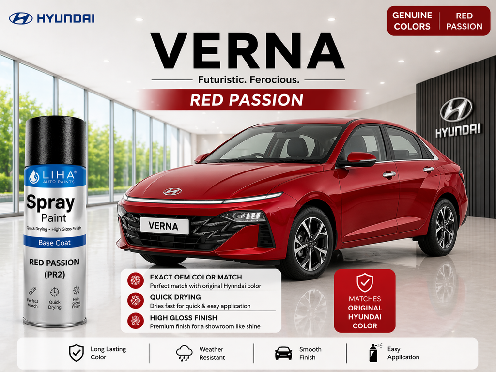 Hyundai Verna Passion Red | OEM Color Match | Base Coat | High Gloss Finish | Quick Dry
