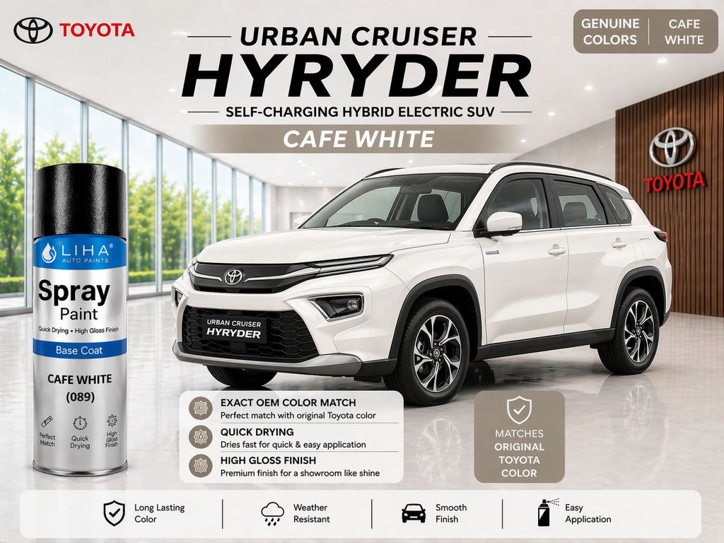 Toyota Hyryder Café White | OEM Color Match | Base Coat | High Gloss Finish | Quick Dry