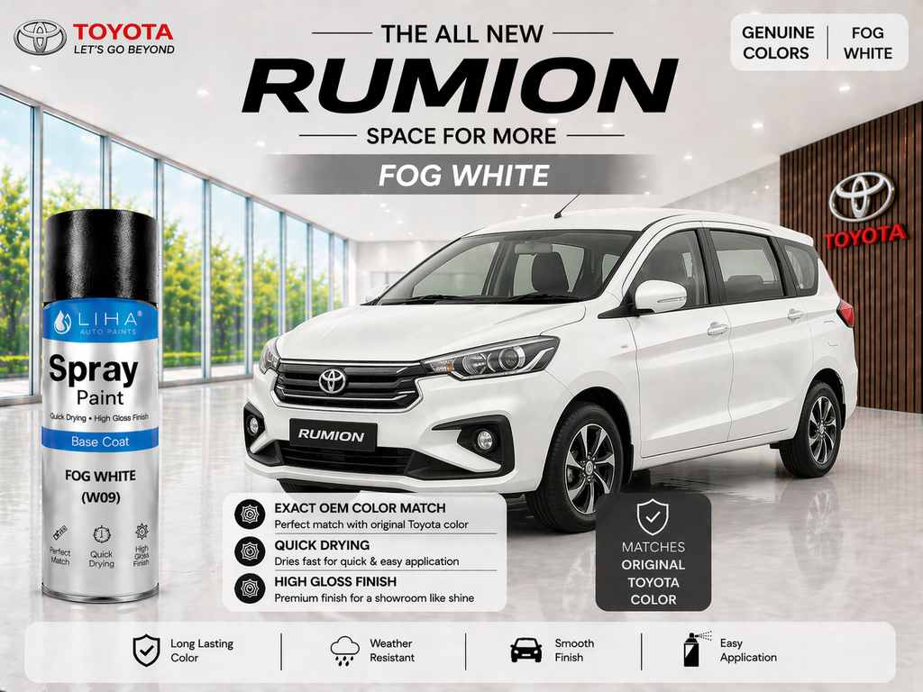 Toyota Rumion Fog White | OEM Color Match | Base Coat | High Gloss Finish | Quick Dry