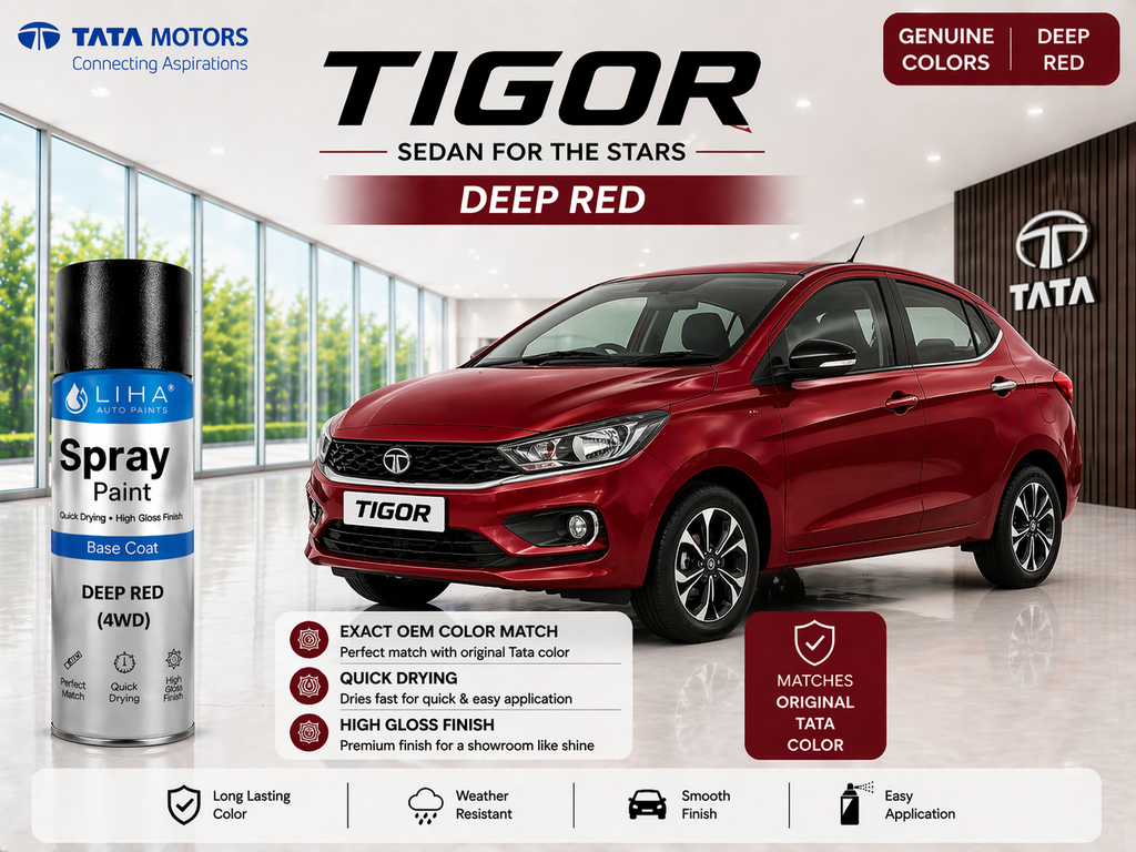 Tata Tigor Deep Red | OEM Color Match | Base Coat | High Gloss Finish | Quick Dry