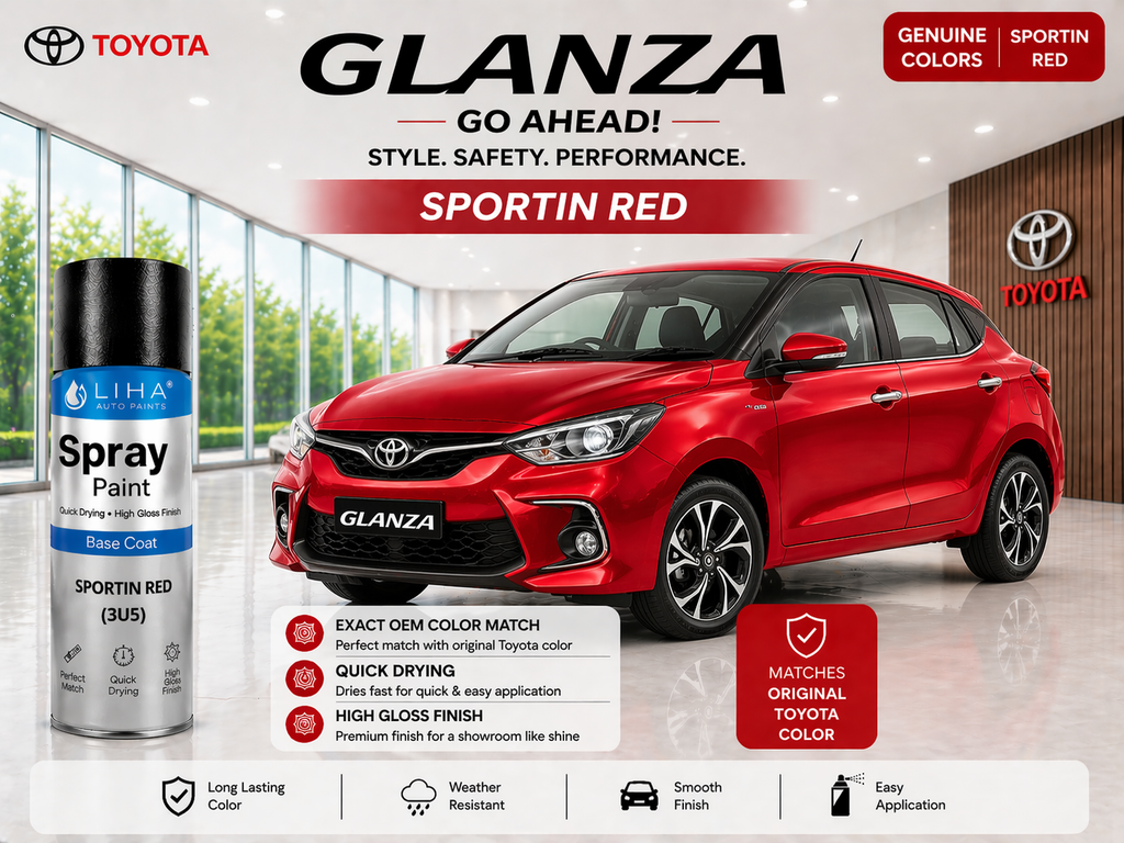 Toyota Glanza Sportin Red | OEM Color Match | Base Coat | High Gloss Finish | Quick Dry