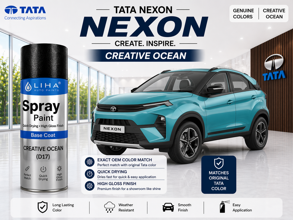 Tata Nexon Creative Ocean Blue | OEM Color Match | Base Coat | Metallic Finish | Quick Dry