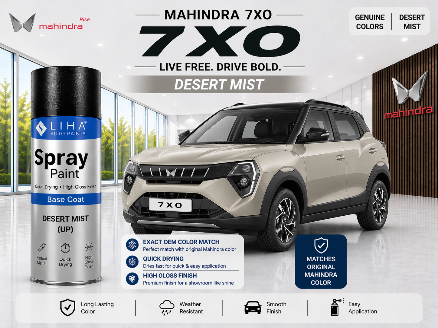 Mahindra 7XO Desert Mist | OEM Color Match | Base Coat | Metallic Finish | Quick Dry