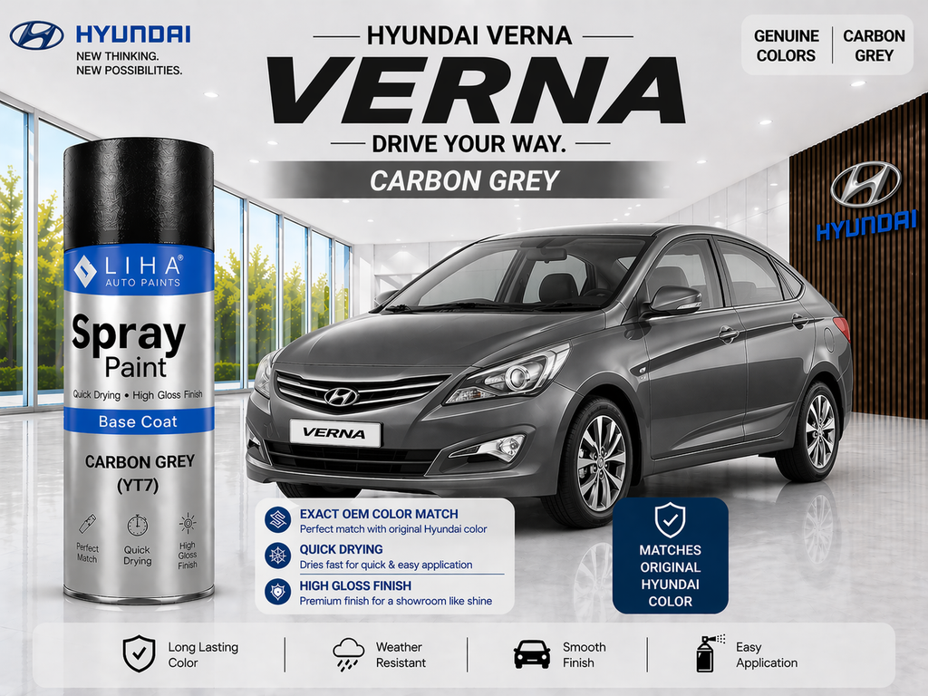 Hyundai Verna Carbon Grey | OEM Color Match | Base Coat | Metallic Finish | Quick Dry