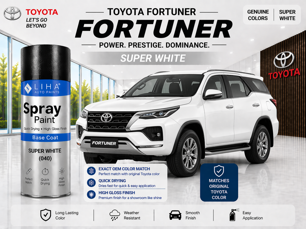 Toyota Fortuner Super White | OEM Color Match | Base Coat | High Gloss Finish | Quick Dry