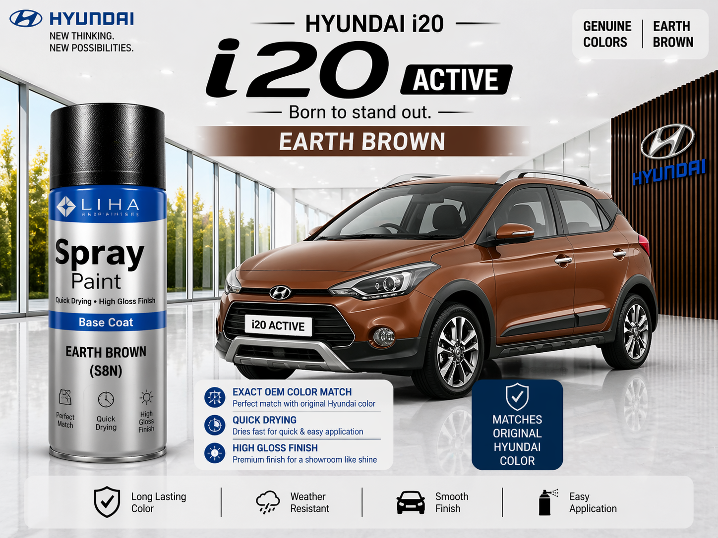 Hyundai i20 Earth Brown | OEM Color Match | Base Coat | Metallic Finish | Quick Dry