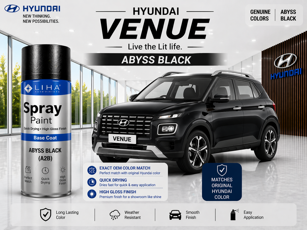 Hyundai Venue Abyss Black | OEM Color Match | Base Coat | High Gloss Finish | Quick Dry