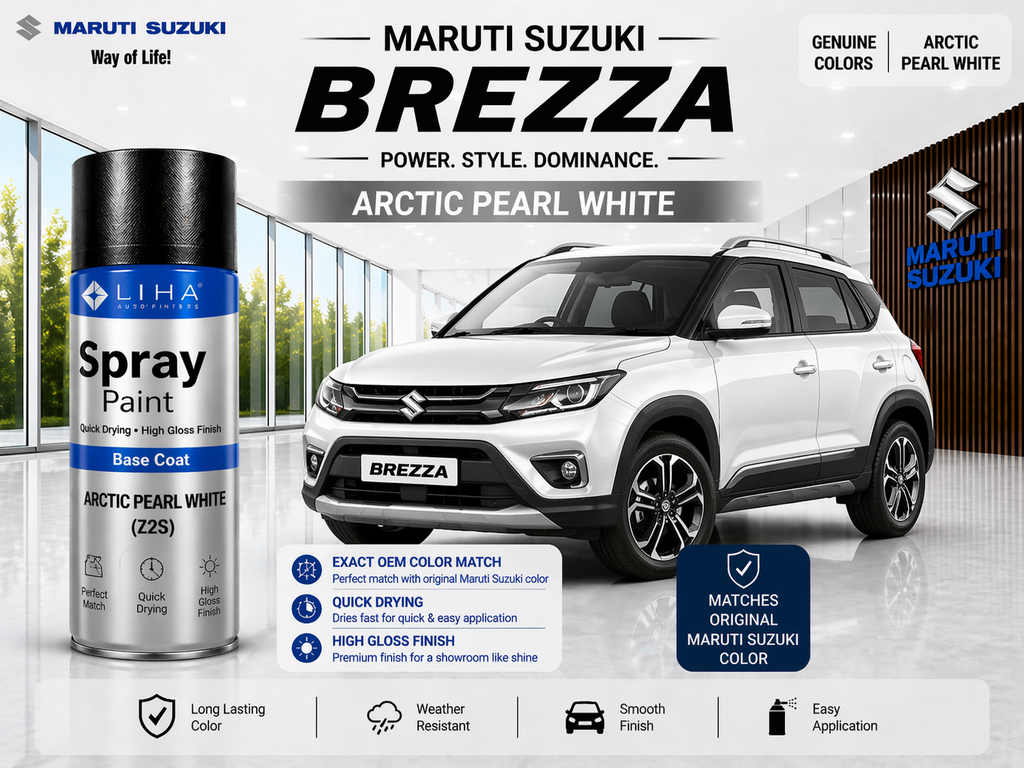 Maruti Suzuki Brezza Pearl Arctic White | OEM Color Match | Base Coat | Pearl Finish | Quick Dry