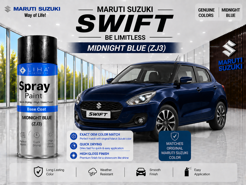 Maruti Suzuki Swift Midnight Blue (Navy Blue) | OEM Color Match | Base Coat | Metallic Finish | Quick Dry