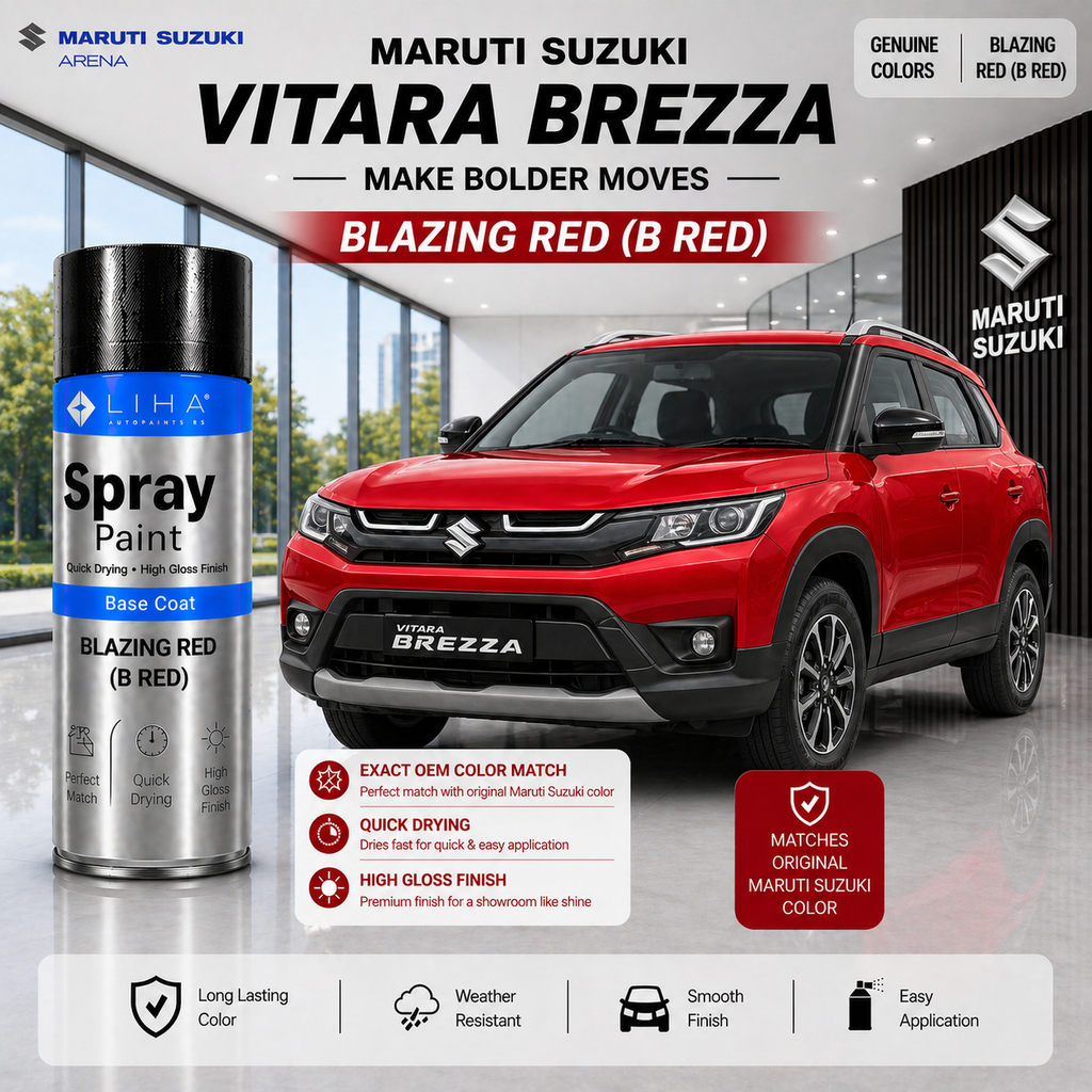 Maruti Suzuki Vitara Brezza Blazing Red (B Red) | OEM Color Match | Base Coat | High Gloss Finish | Quick Dry